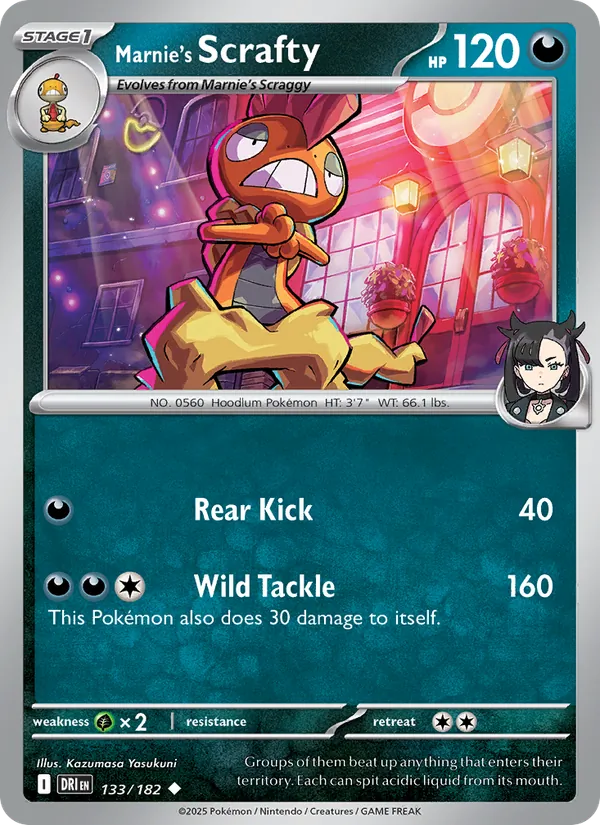 Marnie's Scrafty - DRI 133/182 (Reverse Holo) - Pokemon card