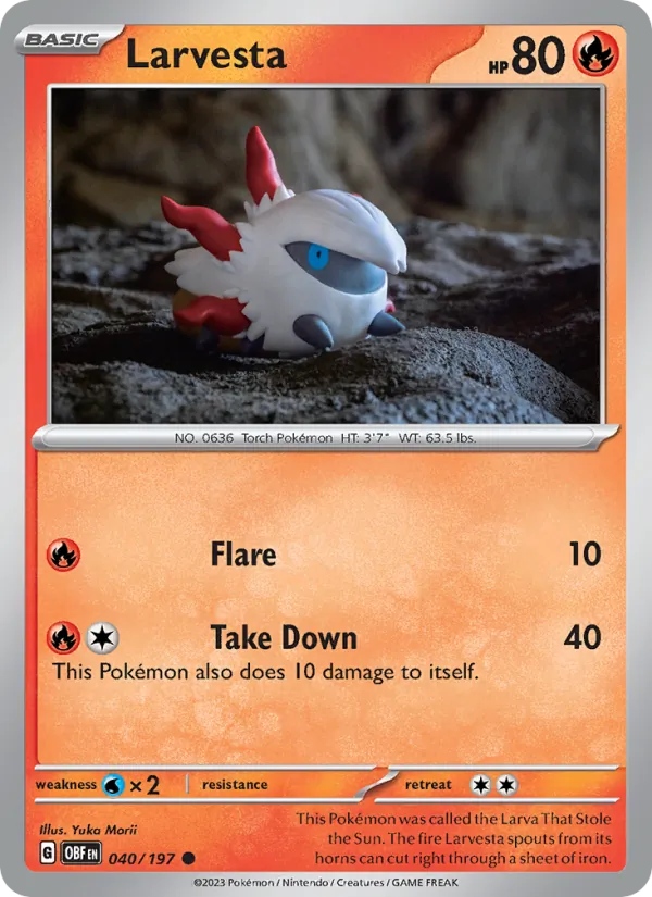 Larvesta - OBF 040/197 (Reverse Holo) - Pokemon card