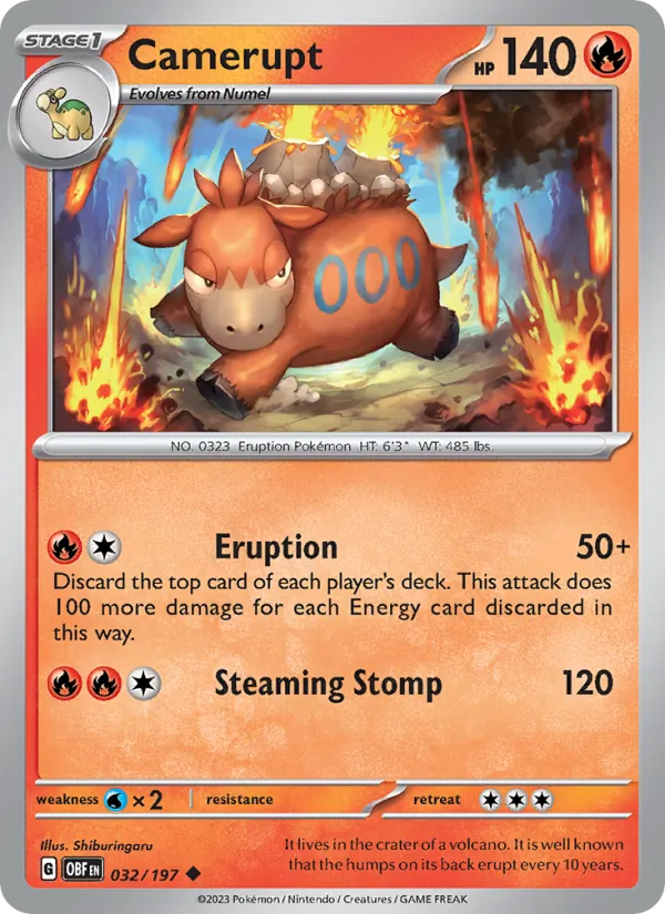 Camerupt - OBF 032/197 (Reverse Holo) - Pokemon card