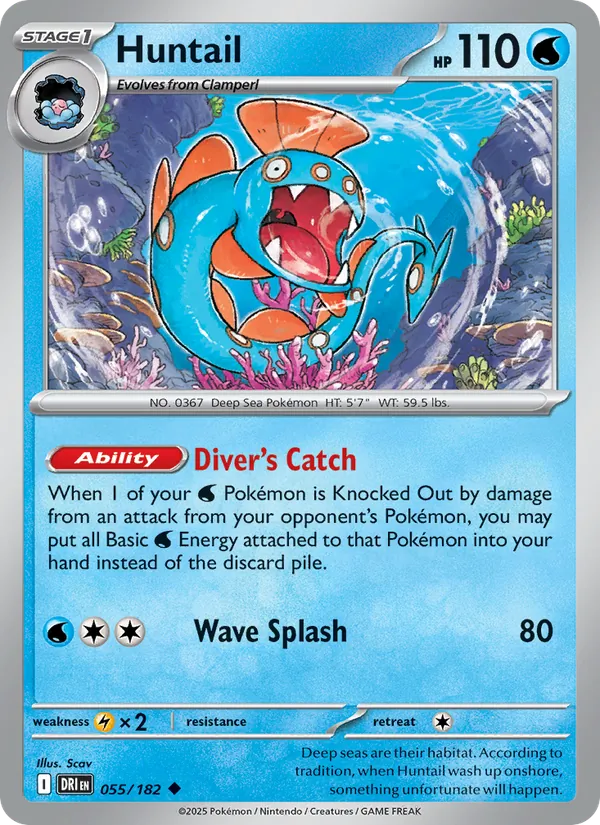 Huntail - DRI 055/182 (Reverse Holo) - Pokemon card