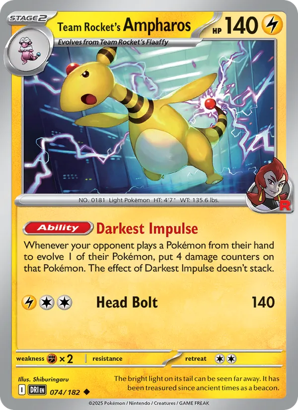 Team Rocket's Ampharos - DRI 074/182 - Pokemon card