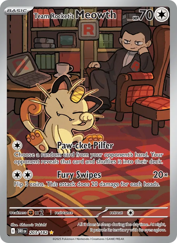 Team Rocket's Meowth - DRI 203/182 (Holo) - Pokemon card