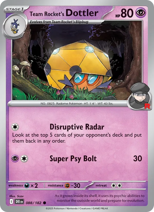 Team Rocket's Dottler - DRI 088/182 (Reverse Holo) - Pokemon card