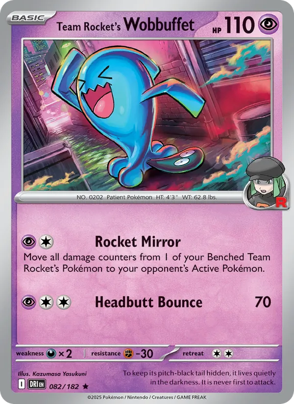 Team Rocket's Wobbuffet - DRI 082/182 (Reverse Holo) - Pokemon card