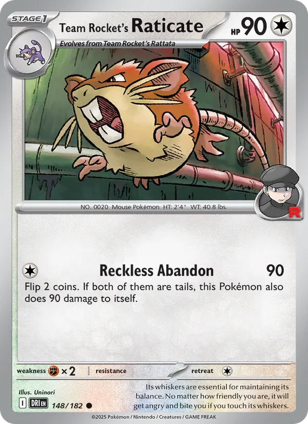 Team Rocket's Raticate - DRI 148/182 (Reverse Holo) - Pokemon card