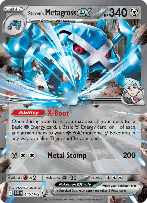 Steven's Metagross ex - DRI 145/182 (Holo) - Pokemon card