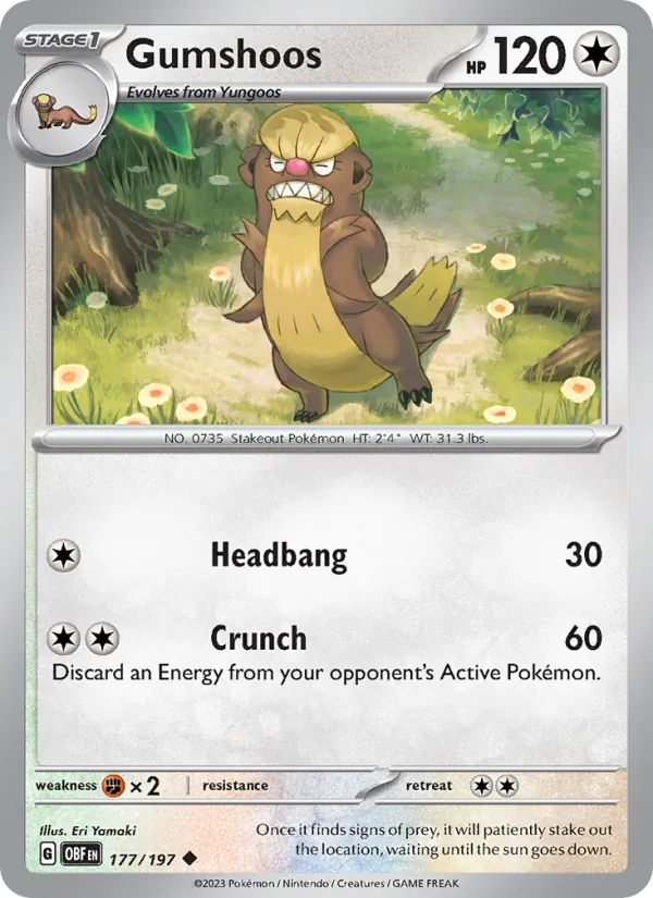 Gumshoos - OBF 177/197 (Reverse Holo) - Pokemon card