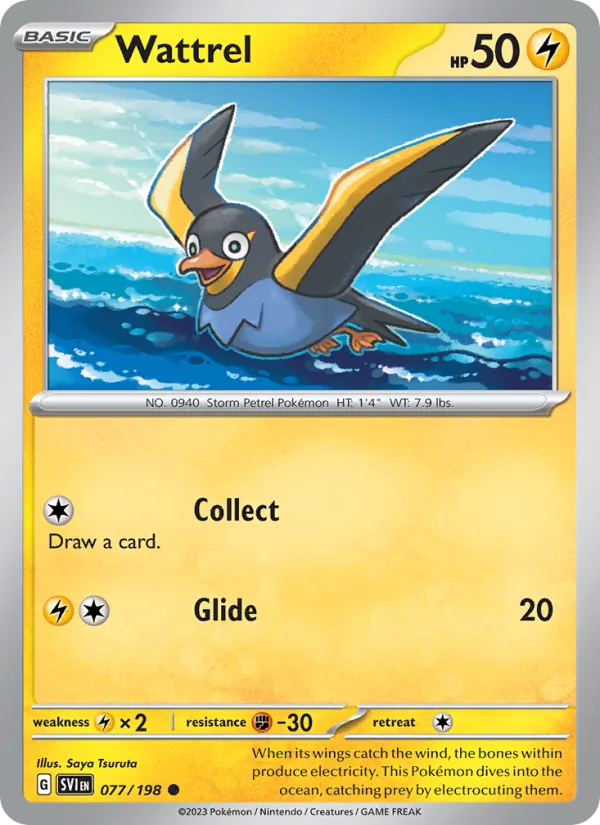 Wattrel - SVI 077/198 (Reverse Holo) - Pokemon card