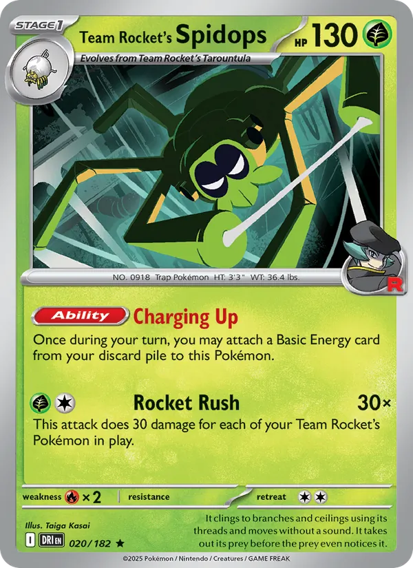 Team Rocket's Spidops - DRI 020/182 (Reverse Holo) - Pokemon card