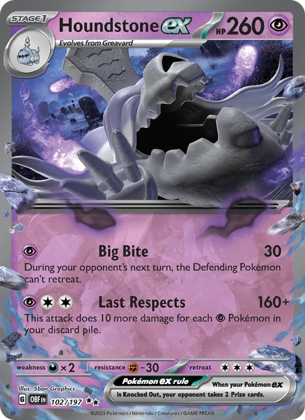 Houndstone ex - OBF 102/197 (Holo) - Pokemon card