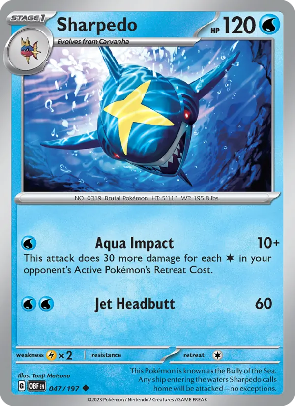 Sharpedo - OBF 047/197 (Reverse Holo) - Pokemon card