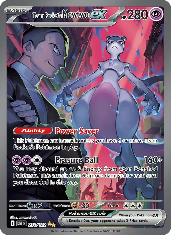 Team Rocket's Mewtwo ex - DRI 231/182 (Holo) - Pokemon card