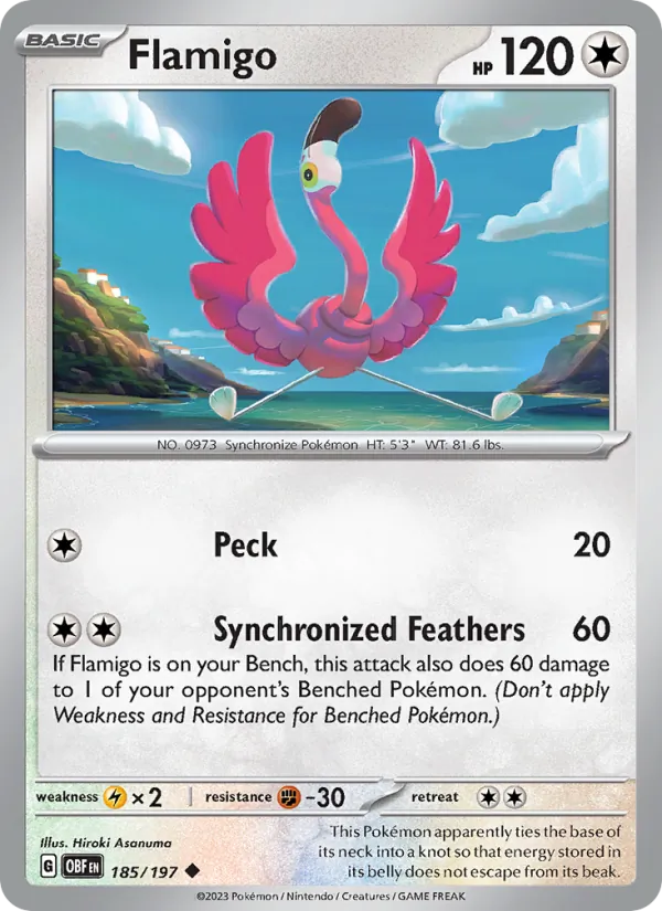 Flamigo - OBF 185/197 (Reverse Holo) - Pokemon card