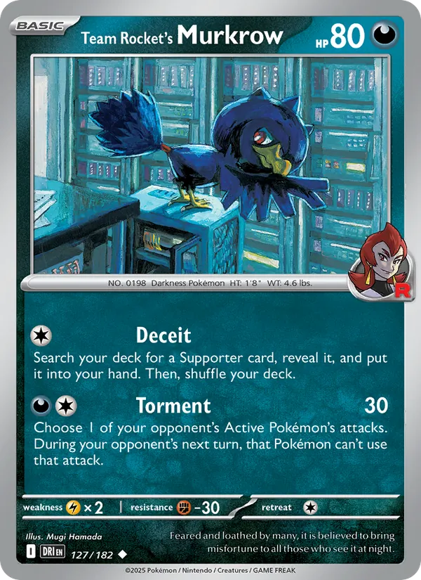 Team Rocket's Murkrow - DRI 127/182 (Reverse Holo) - Pokemon card