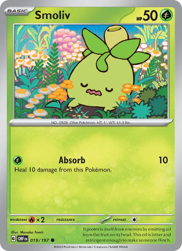 Smoliv - OBF 019/197 (Reverse Holo) - Pokemon card