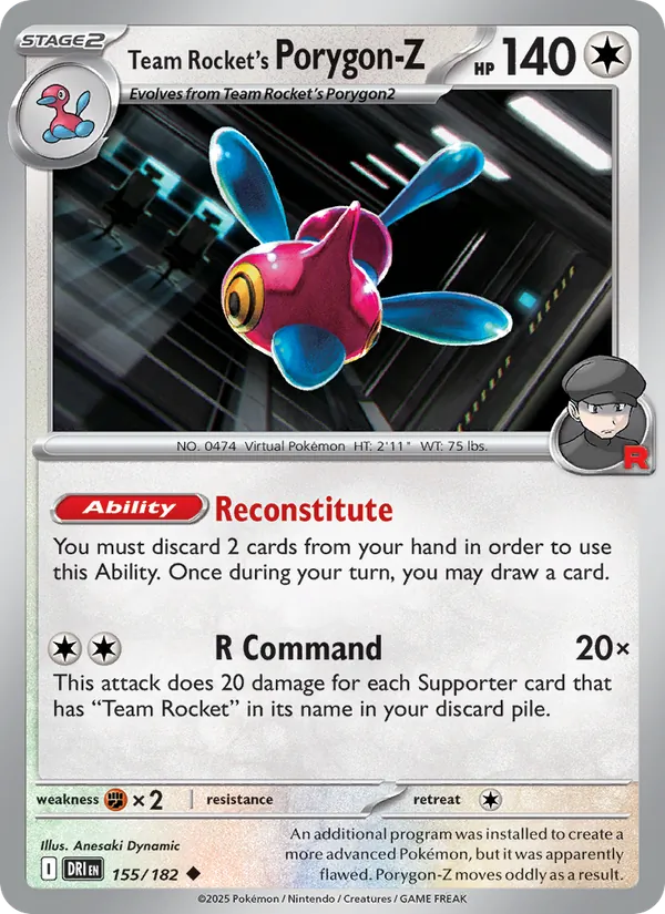Team Rocket's Porygon-Z - DRI 155/182 (Reverse Holo) - Pokemon card