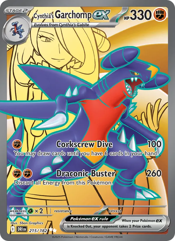 Cynthia's Garchomp ex - DRI 215/182 (Holo) - Pokemon card