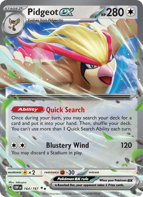 Pidgeot ex - OBF 164/197 (Holo) - Pokemon card