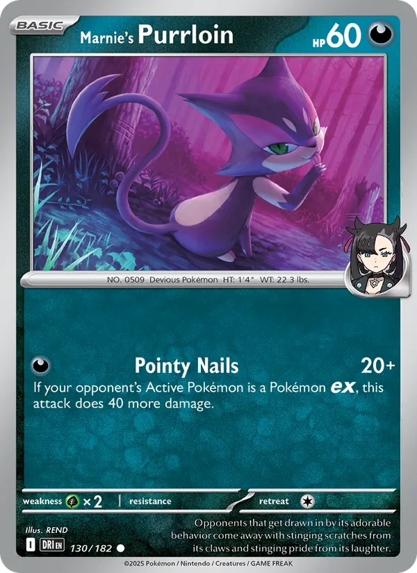 Marnie's Purrloin - DRI 130/182 (Reverse Holo) - Pokemon card