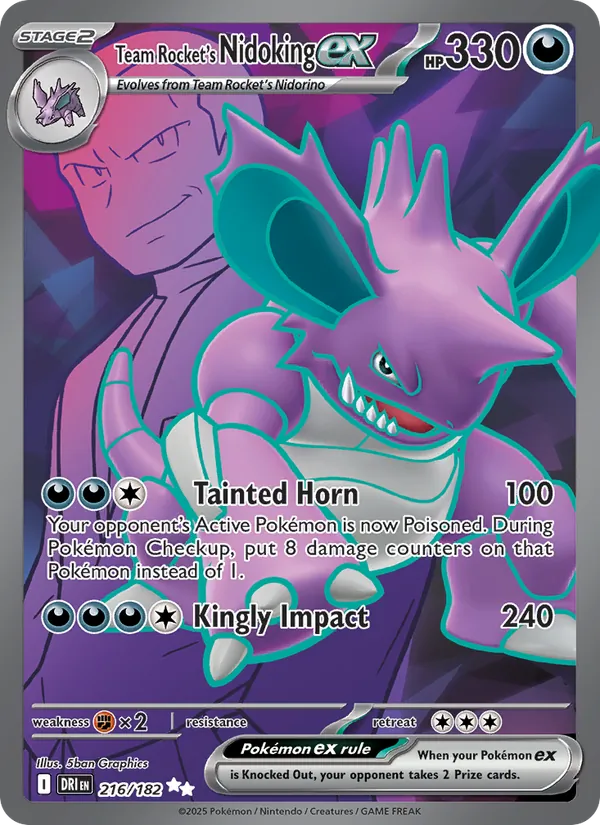 Team Rocket's Nidoking ex - DRI 216/182 (Holo) - Pokemon card