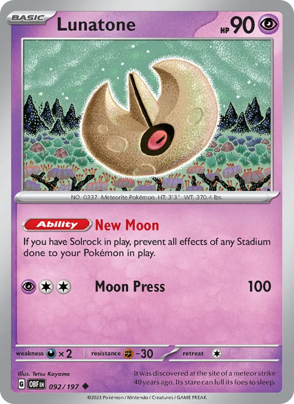 Lunatone - OBF 092/197 (Reverse Holo) - Pokemon card