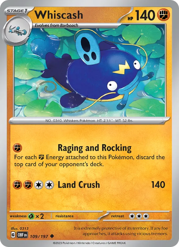 Whiscash - OBF 109/197 (Reverse Holo) - Pokemon card