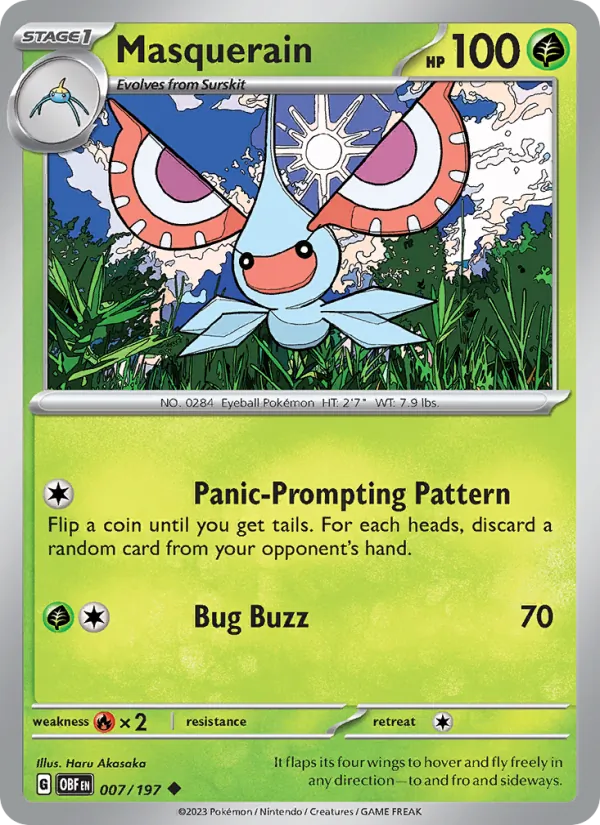 Masquerain - OBF 007/197 (Reverse Holo) - Pokemon card