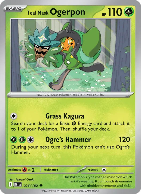 Teal Mask Ogerpon - DRI 026/182 (Reverse Holo) - Pokemon card