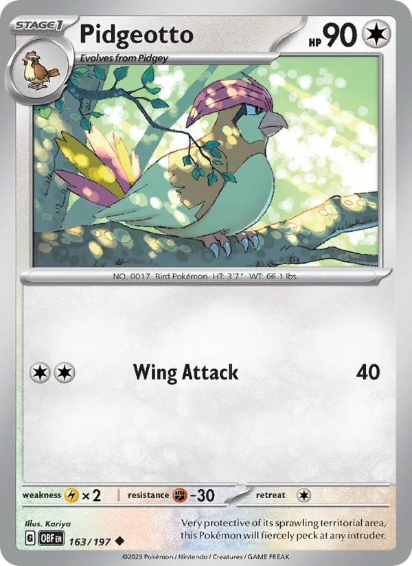 Pidgeotto - OBF 163/197 (Reverse Holo) - Pokemon card