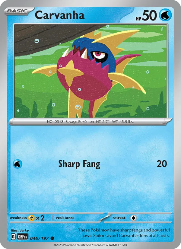 Carvanha - OBF 046/197 (Reverse Holo) - Pokemon card