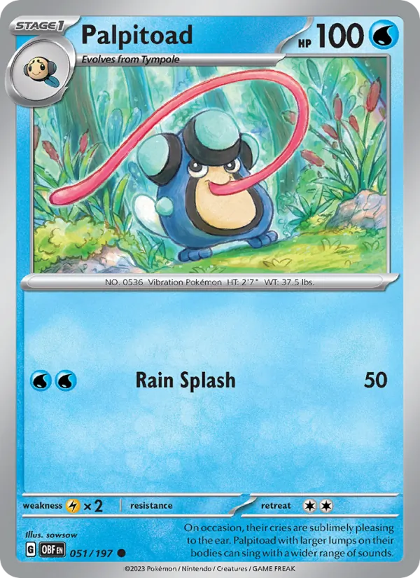Palpitoad - OBF 051/197 (Reverse Holo) - Pokemon card