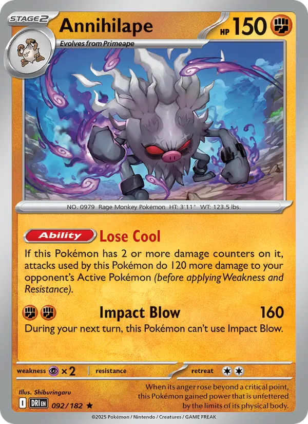 Annihilape - DRI 092/182 (Reverse Holo) - Pokemon card