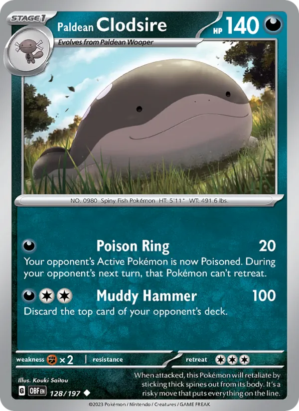 Paldean Clodsire - OBF 128/197 (Reverse Holo) - Pokemon card