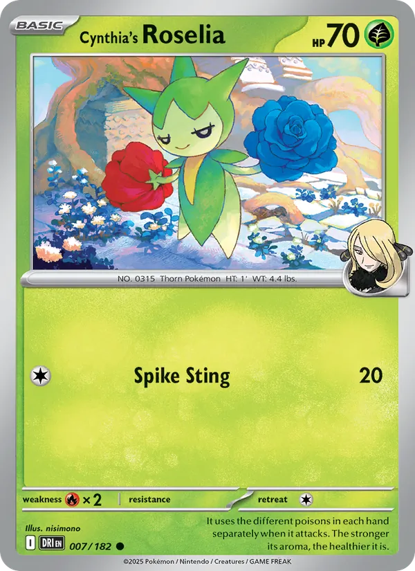Cynthia's Roselia - DRI 007/182 (Reverse Holo) - Pokemon card